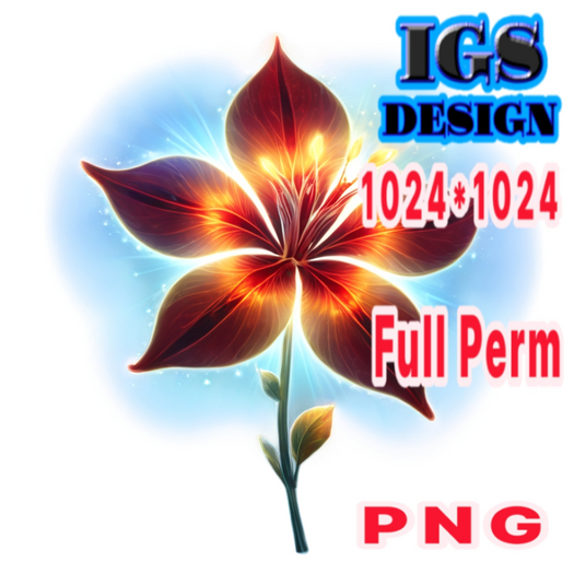 Full Perm PNG Texture - Magical Fire Flower With A Blue Glow