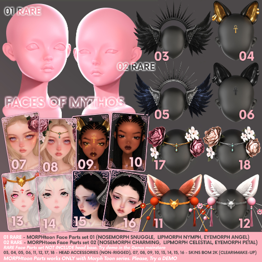 16 GENUS - FACES OF MYTHOS - Morrigan - Skin - Blush - clear