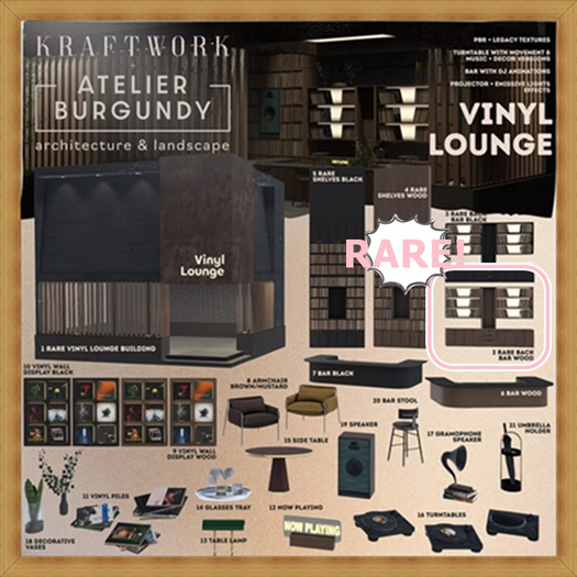 2 ABKW Vinyl Lounge . Back Bar Wood RARE