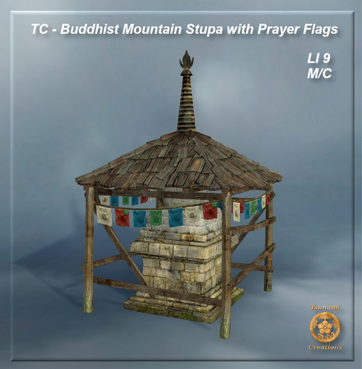 TC - Buddhist Mountain Stupa with Prayer Flags