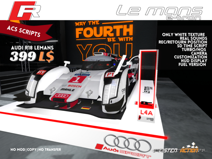 Audi E-tron R18 Lemans  White