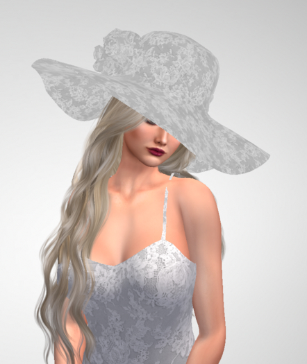 ZJ'S JANESSA SUN DRESS MID LENGTH IN LACE-HAT  WHITE"FINE-OCAIN-CURVY-VOLP"MAIT-LEGACY-VENUS-ISIS-FREYA-HG-SLINK