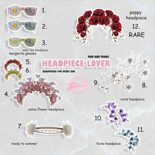 *Tentacio* Headpiece lover 12 poppy RARE