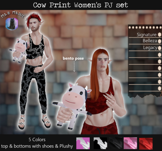::MM:: Cow print men's PJs - 4 colors - HUDS