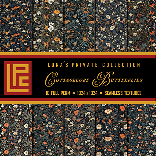 LPC Cottagecore Butterflies Full Perm Seamless Textures