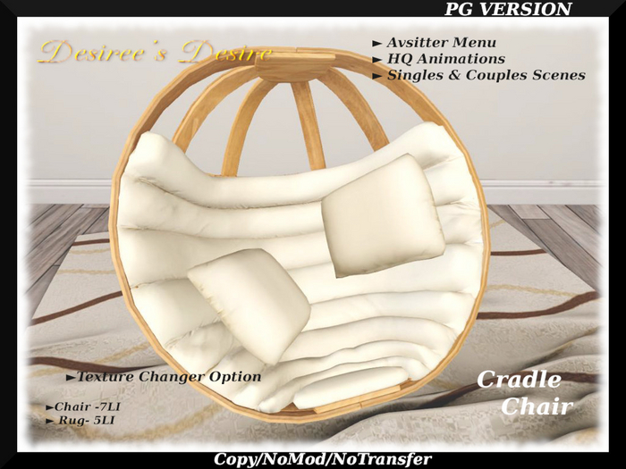 ::::Desiree's Desire:::: Cradle Chair With Texture Changer Rug