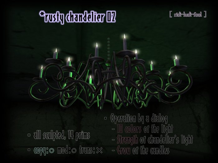 Rusted iron chandelier 02 ★ sculpted and scripted (copy OK)