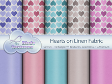 Birdy Textures - [Set 54] - HEARTS on linen fabric