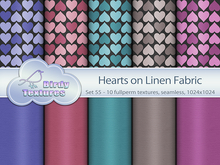 Birdy Textures - [Set 55] - HEARTS on linen fabric