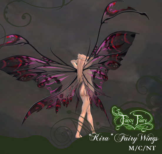 Kira "Blood Velvet" Scripted Hand Painted Fairy Wings!