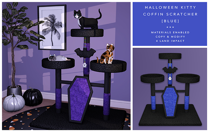 [F] Halloween Kitty Coffin Scratcher // BLUE