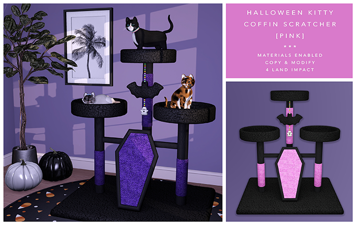 [F] Halloween Kitty Coffin Scratcher // PINK