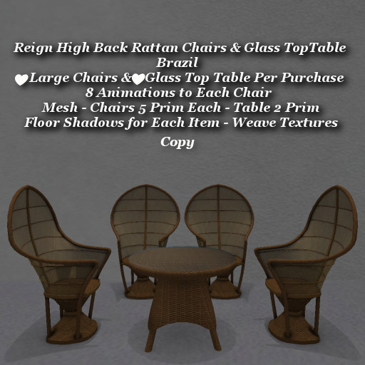 Reign High Back Rattan Chairs & Table Brazil1
