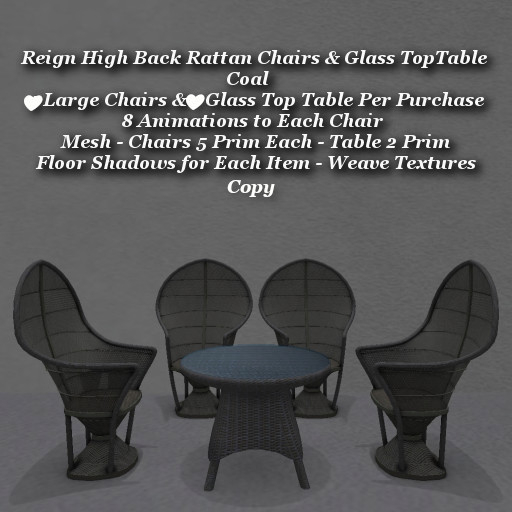 Reign High Back Rattan Chairs & Table Coal1