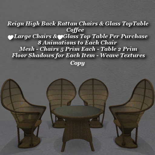 Reign High Back Rattan Chairs & Table Coffee1
