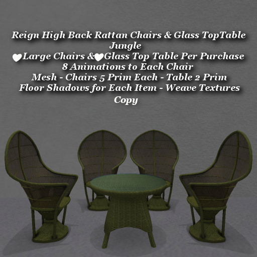 Reign High Back Rattan Chairs & Table Jungle1