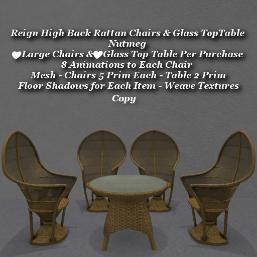 Reign High Back Rattan Chairs & Table Nutmeg1