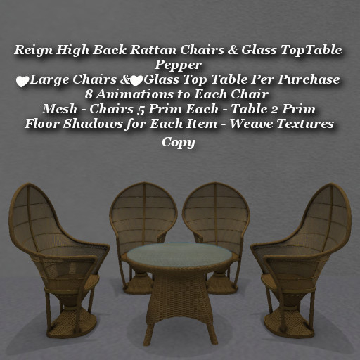 Reign High Back Rattan Chairs & Table Pepper1
