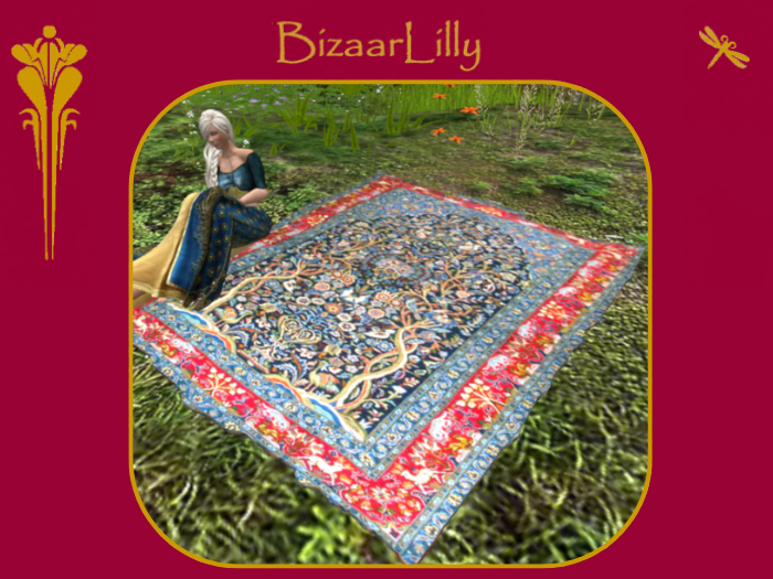 Paradise Rug ~ Forest Creatures ~ Blue & Red