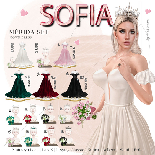 2. SOFIA. Merida Crown & Bouquet. Pink 1 / 2 RARE