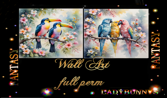 Wall Art-Tropical Birds -full perm art textures
