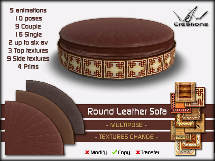.:[MWC]:. Round Leather Sofa MULTIPOSE with TEXTURE CHANGER