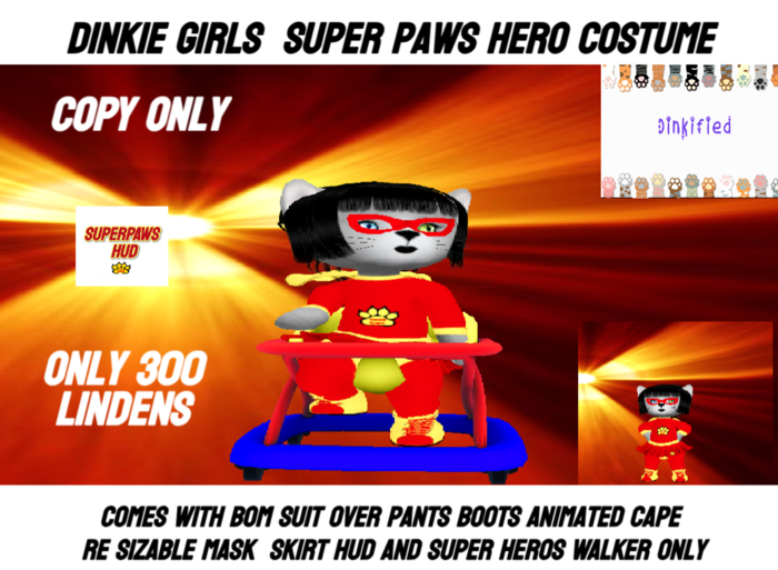 300Dinkified Dinkie Girls Super Paws Hero Costume