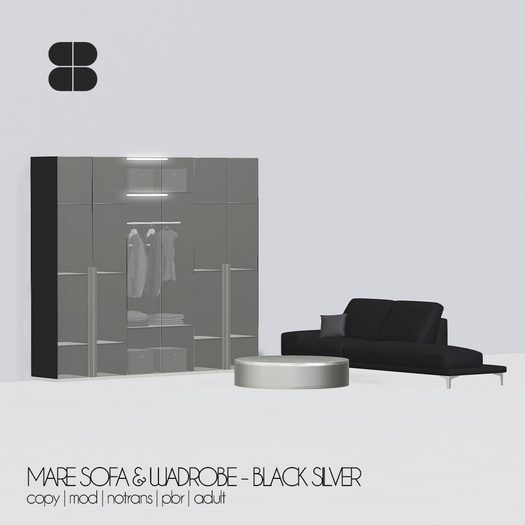 8 MARE SOFA & WADROBE ADULT - BLACK SILVER