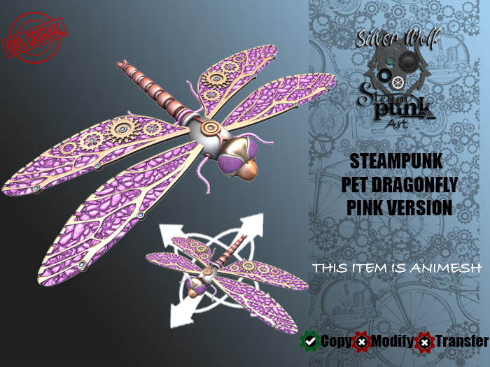 SW - Steampunk Pet Dragonfly Animesh (Box) PINK