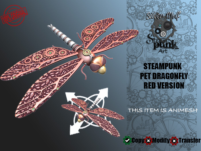 SW - Steampunk Pet Dragonfly Animesh (Box) RED