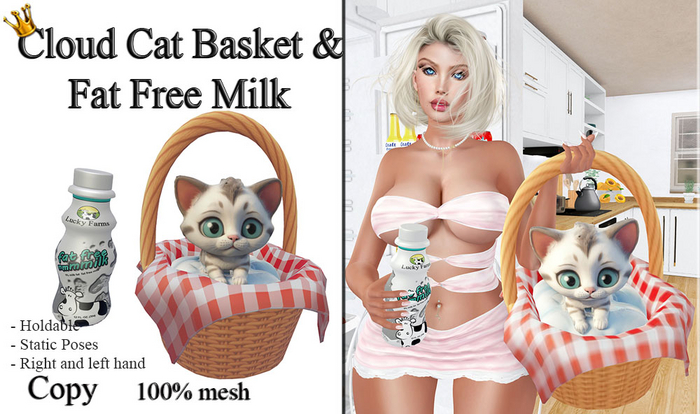 Cloud Cat Basket & Fat Free Milk Holdable