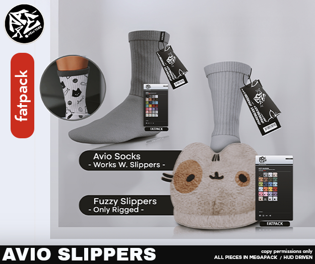 Pare.Avio Kitty Slippers + Socks - Fatpack