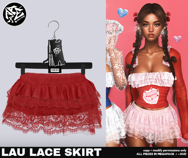 Pare.Lau Mini Lace Skirt - Red