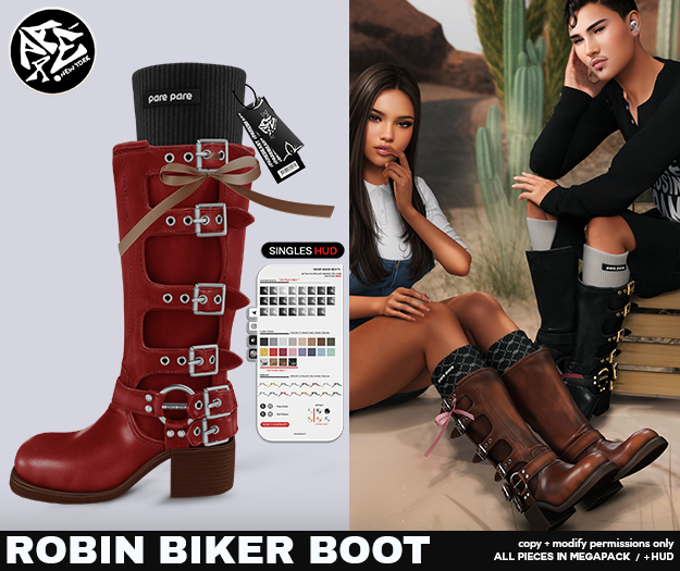 Pare.Robin Biker Boots - Red