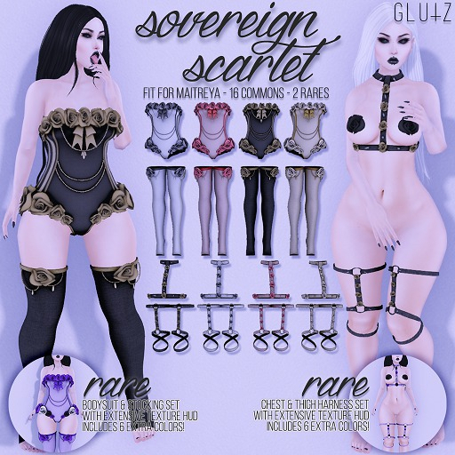 :glutz: sovereign scarlet thigh harness / lustrous noir