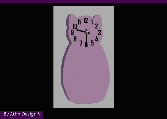 Horloge/wall clock : Chat l'heure  Rose layette