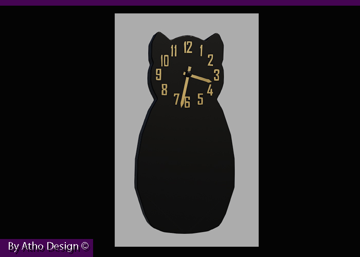 Horloge/wall clock : Chat l'heure  Black