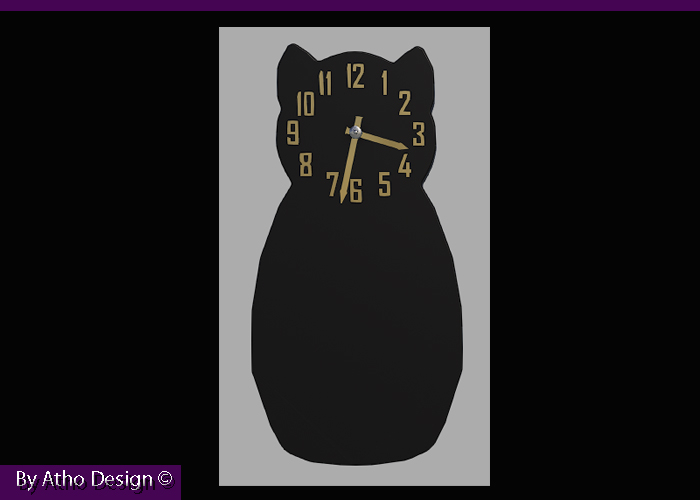 Horloge/wall clock : Chat l'heure  Dark Grey