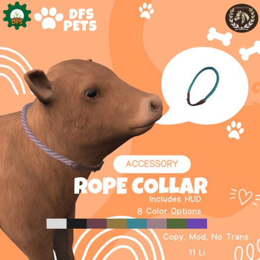DFS Pets Accs - Mini Highland Cow Rope Collar