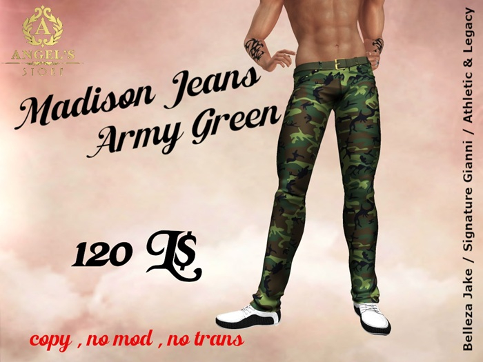 Angel's Store - Madison Jeans Army Green