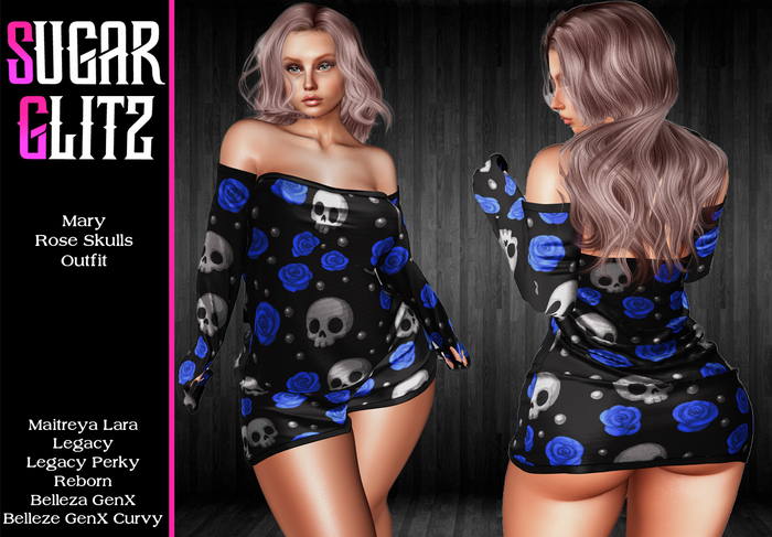 SugarGlitz - Mary Rose Skulls Dress - Blue