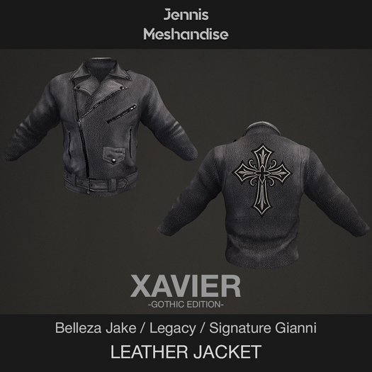 Xavier Grey Leather Jacket – Gothic Cross – Belleza Jake / Legacy / Signature Gianni