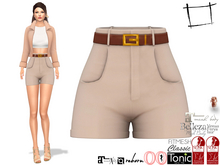 Women's Beige High-Waist Shorts With Belt Slink, Maitreya 5.3 LaraX, Belleza, Tonic, Voluptuous, Legacy, Ebody Reborn