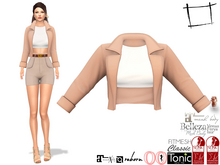 WC1608 Cropped Open Front Jacket Tshirt Under