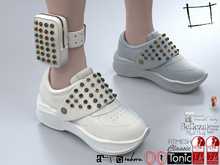 WC1612 Futuristic Metal Nuts Decorated White Sports Shoes