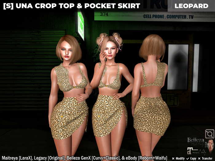 [S] Una Crop Top & Pocket Skirt Leopard