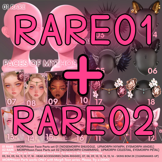 GENUS MORPHtoon - FACES OF MYTHOS - Set 01 RARE+Set 02 RARE