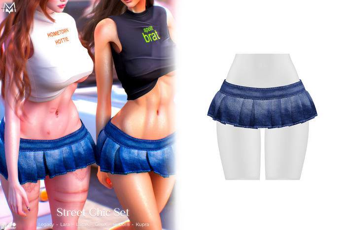 MERMALADE Pleated Micro Denim Skirt D2