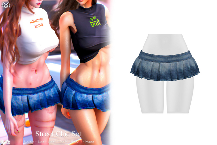 MERMALADE Pleated Micro Denim Skirt D5