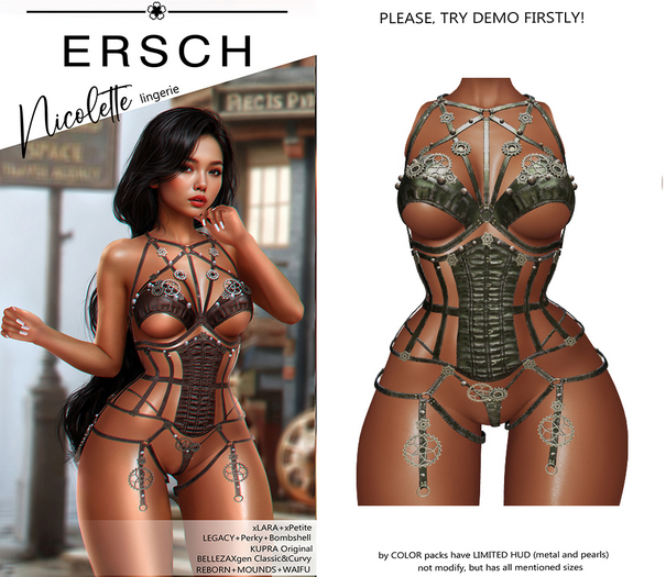 ERSCH - Nicolette lingerie -dust green-